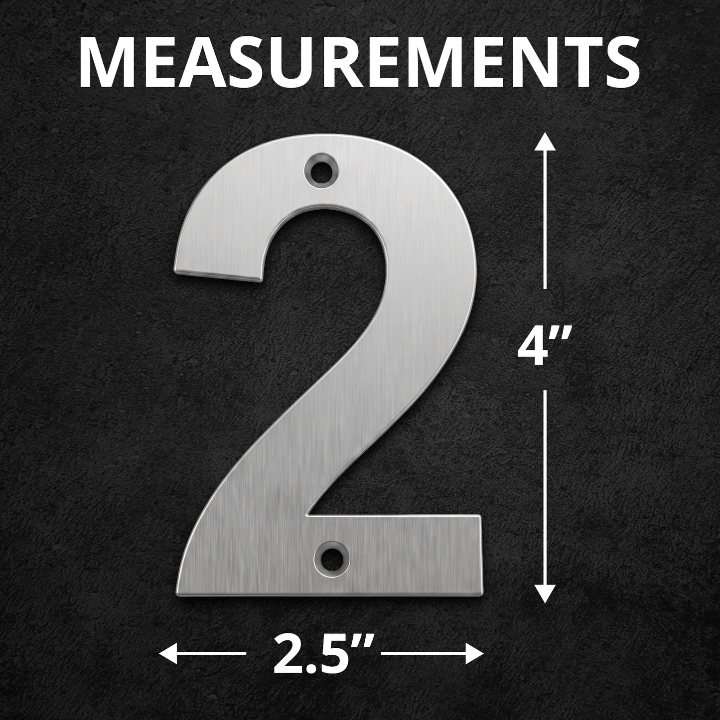 Metal Address Numbers And Letters 4 Inch Brushed Stainless Steel with Screws