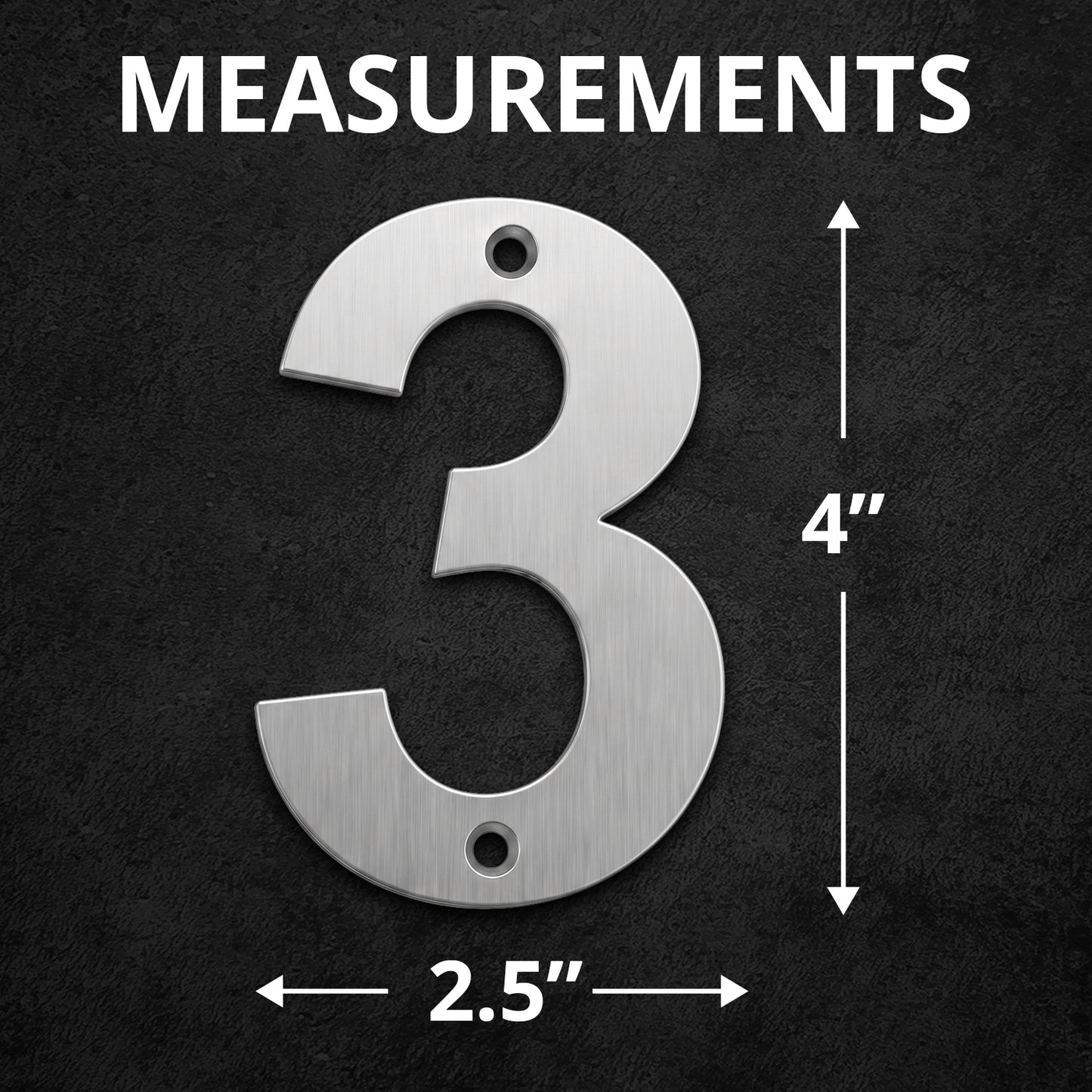 Metal Address Numbers And Letters 4 Inch Brushed Stainless Steel with Screws
