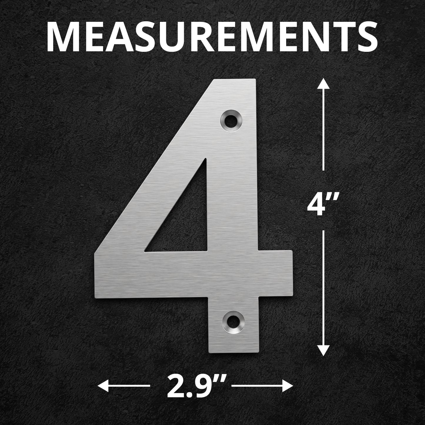 Metal Address Numbers And Letters 4 Inch Brushed Stainless Steel with Screws