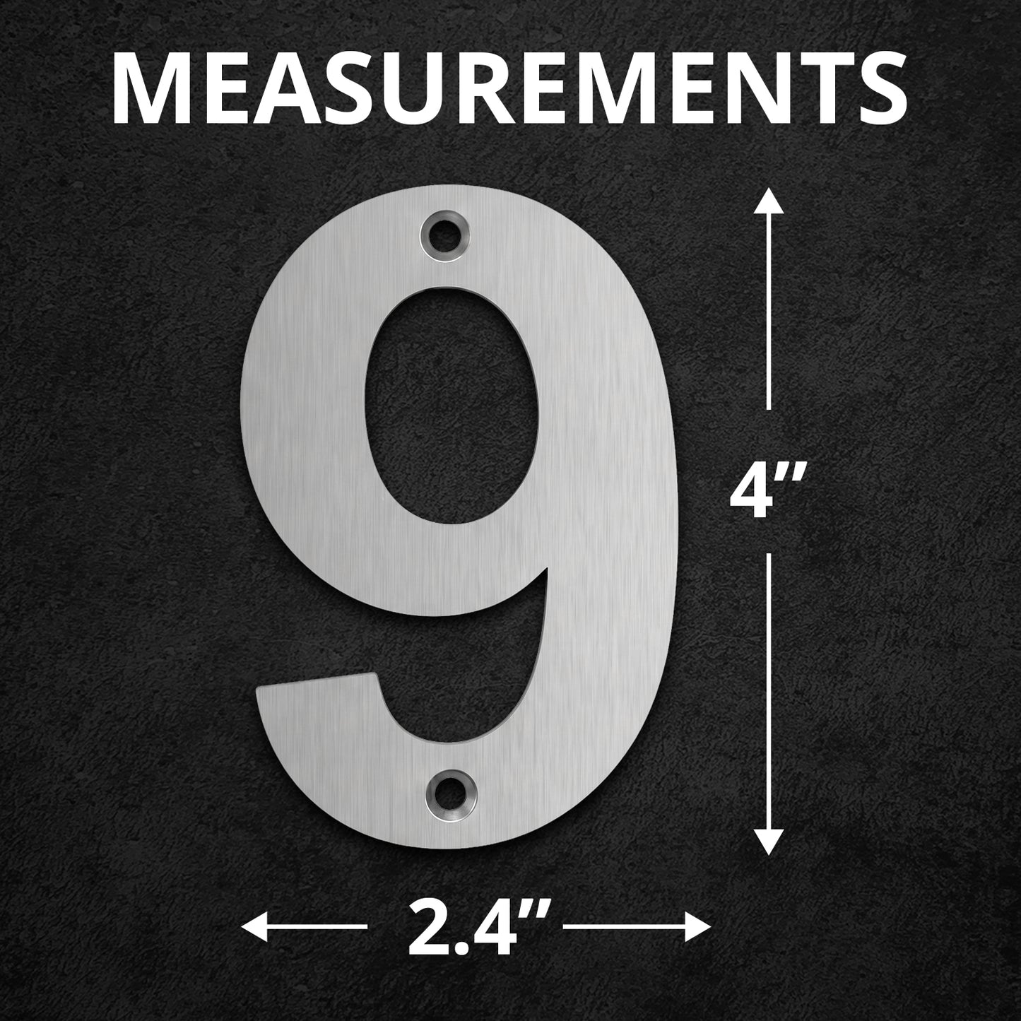 Metal Address Numbers And Letters 4 Inch Brushed Stainless Steel with Screws