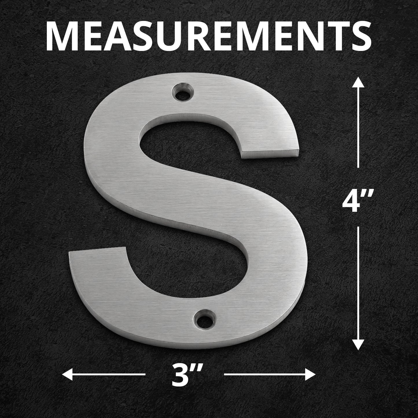 Metal Address Numbers And Letters 4 Inch Brushed Stainless Steel with Screws