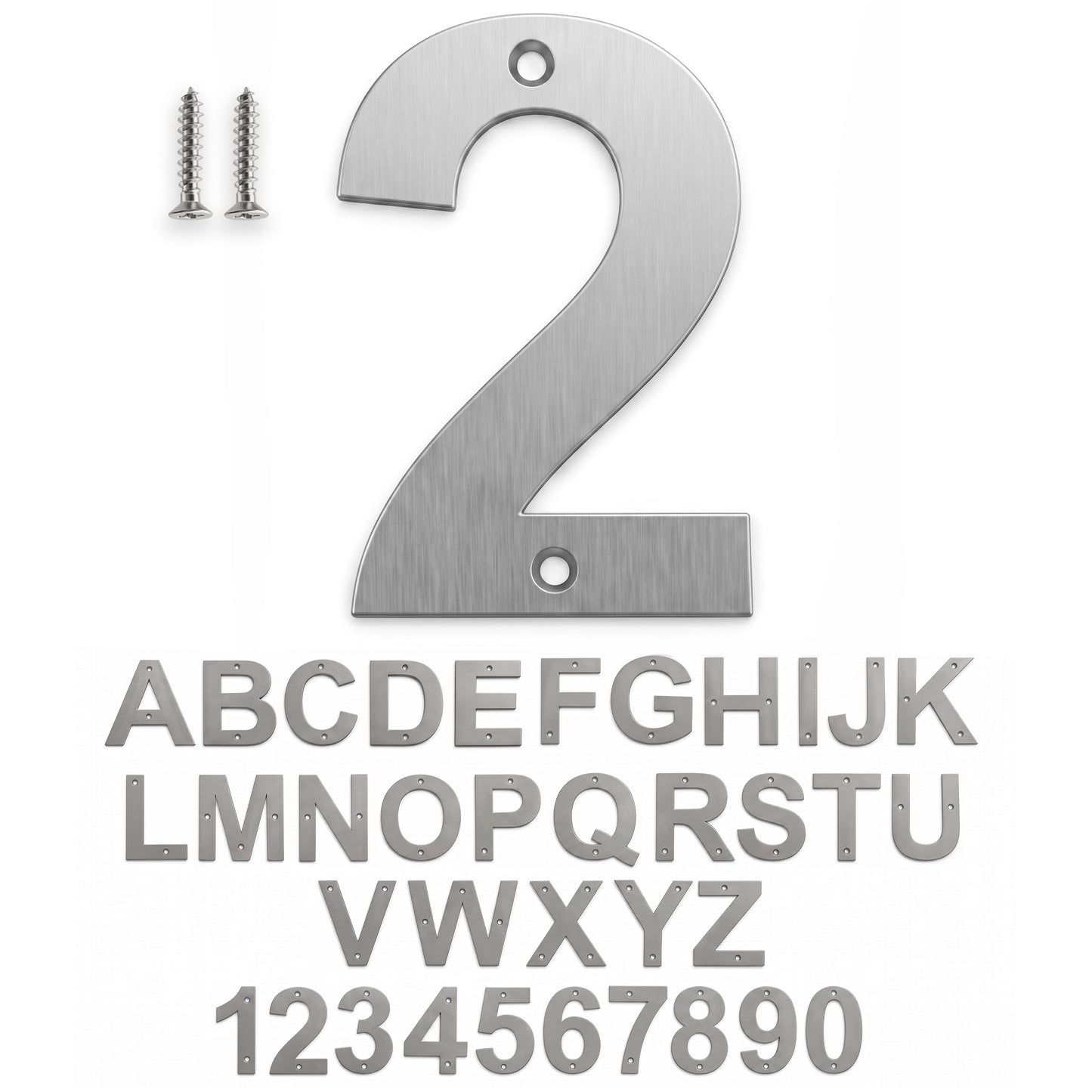 Metal Address Numbers And Letters 4 Inch Brushed Stainless Steel with Screws