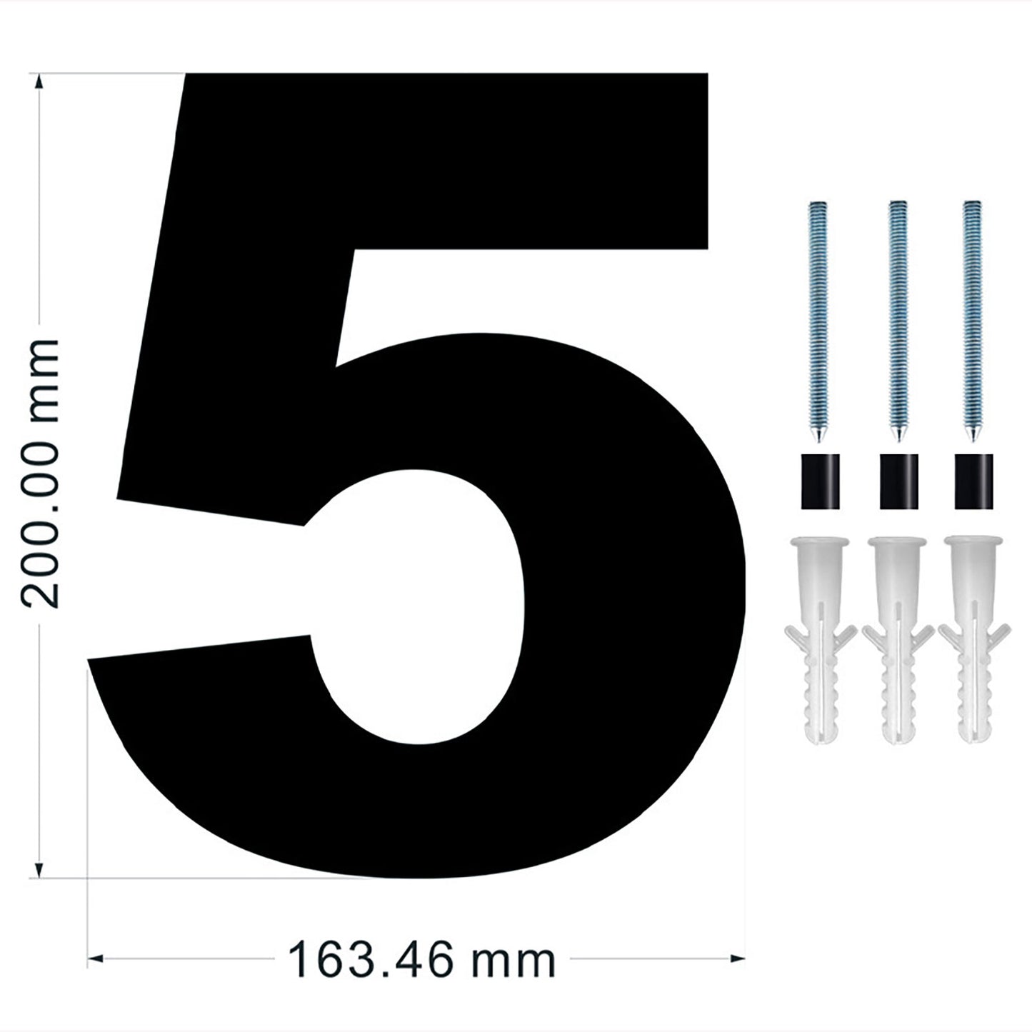 8-Inch Large Black House Numbers | Floating or Flush Mount | 3/8" Thick Acrylic