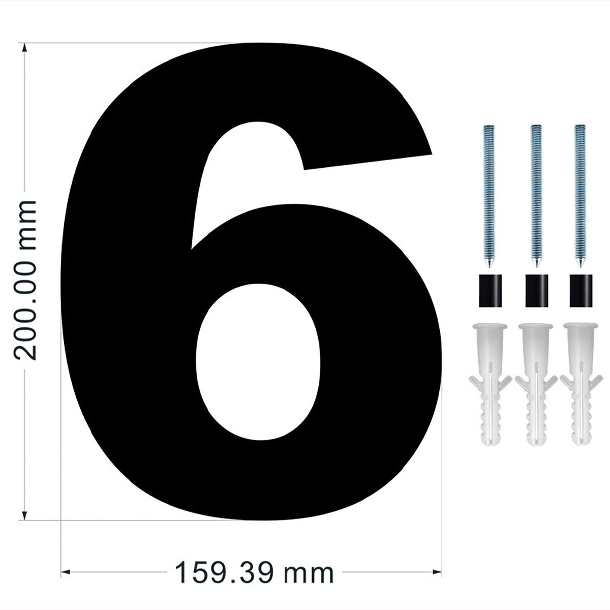 8-Inch Large Black House Numbers | Floating or Flush Mount | 3/8" Thick Acrylic