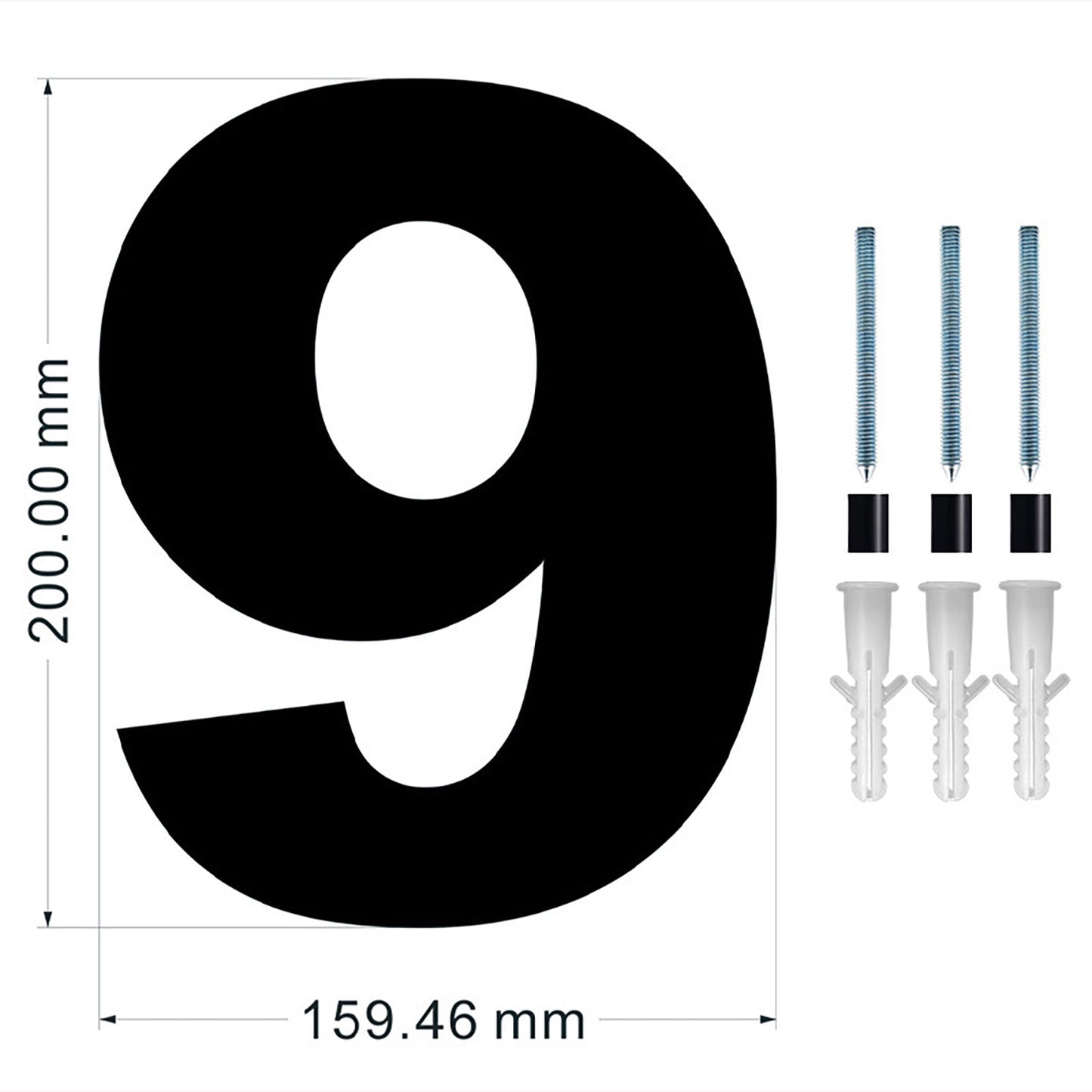 8-Inch Large Black House Numbers | Floating or Flush Mount | 3/8" Thick Acrylic
