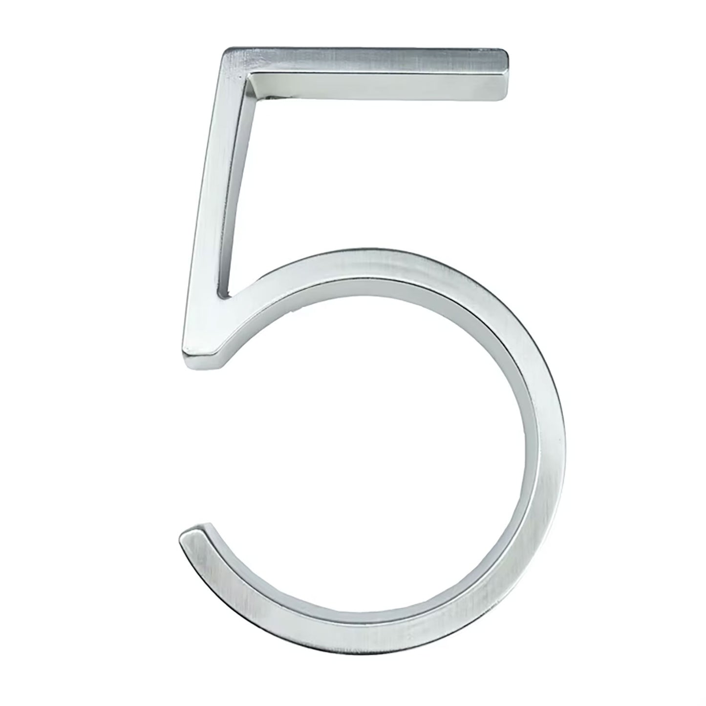 Address Numbers For House Silver 5 Inch Modern, Floating or Flush, Hardware included